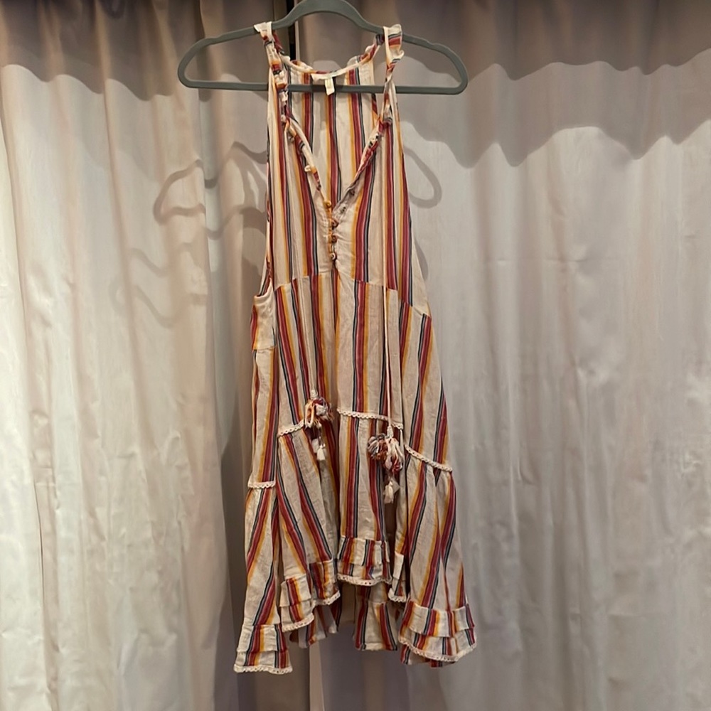 ZL Cotton Rainbow Stripe Cover up Dress